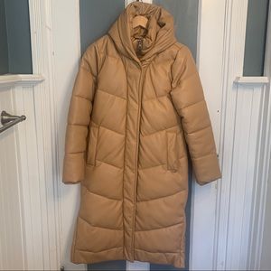 A&F long vegan leather puffer